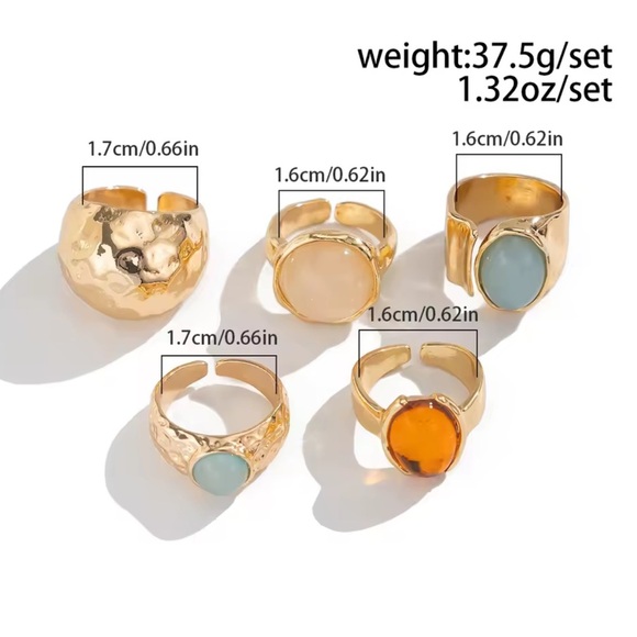 Retro Bohemian Gold Ring Set - Picture 6 of 11